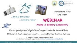 Locandina Webinar "Aroma and sensory laboratory"